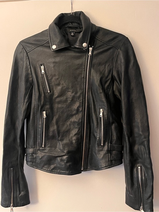 DSTLD Jackets & Blazers - DSTLD Black Genuine Leather Moto Biker Jacket Size M women